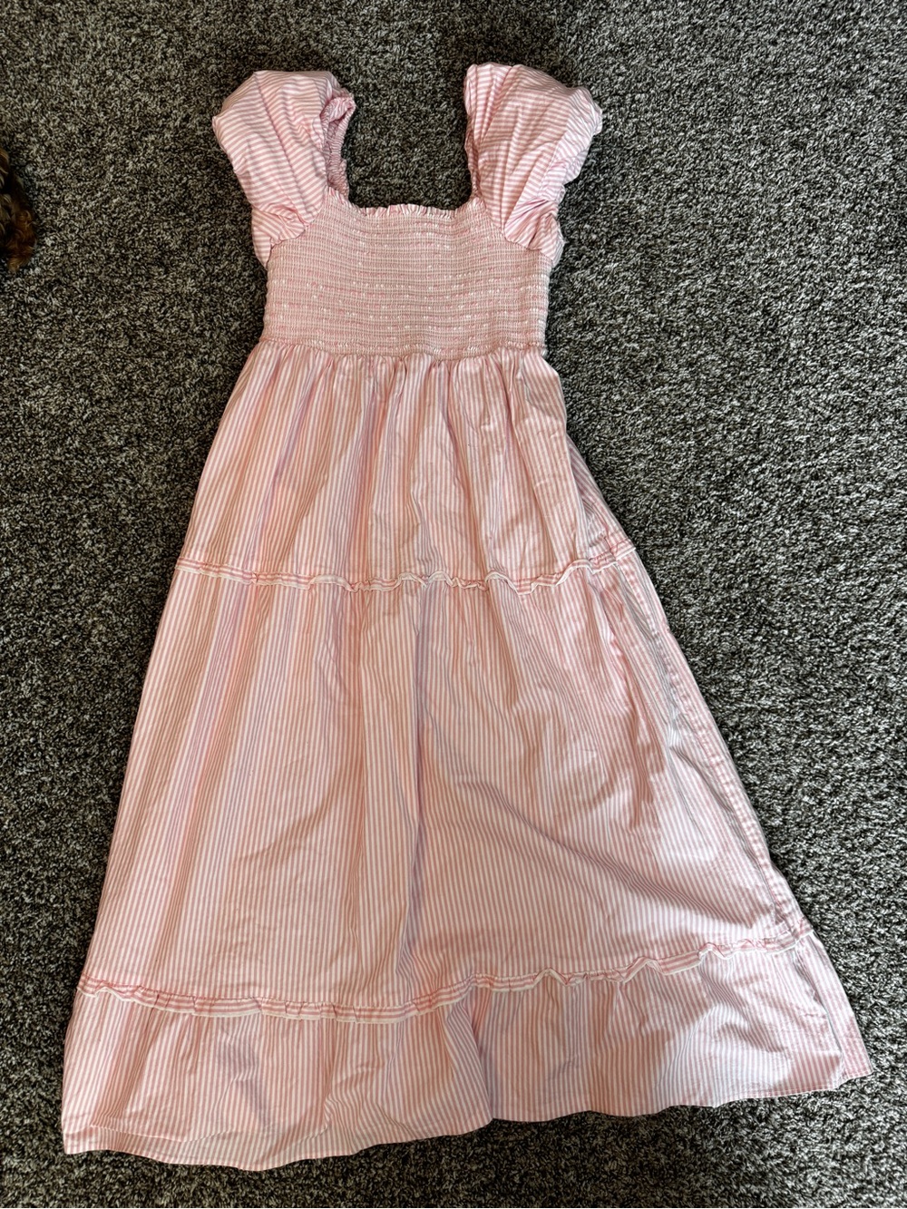 Show Me Your MuMu pink striped afternoon tea puff sleeve dress